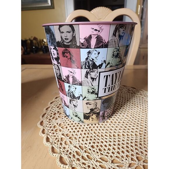TAYLOR SWIFT  BUCKET, THE ERAS TOUR MOVIE POPCORN Bucket Pink Tin - Picture 2 of 3